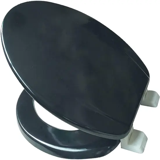 J&V Textiles Elongated Toilet Seat With Easy Clean & Change Hinge Black {1}