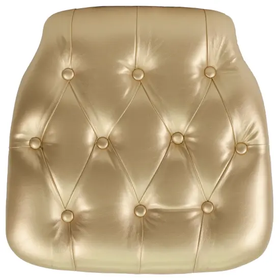 Emma and Oliver Hard Tufted Vinyl Chiavari Chair Cushion Gold {1}