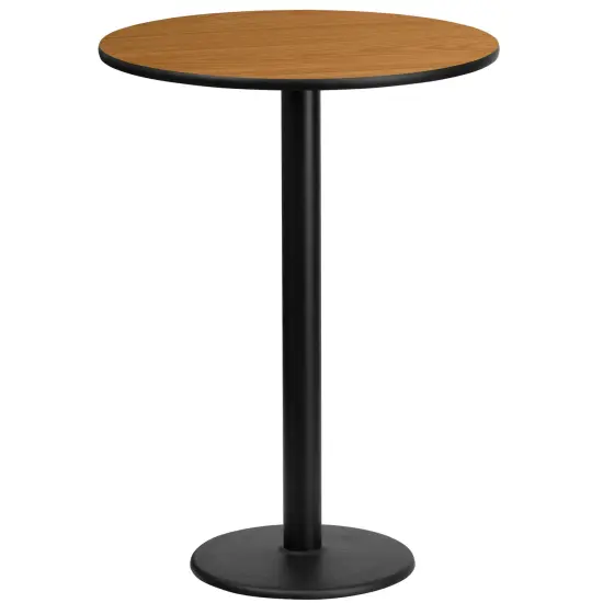 Emma and Oliver 24" Round Laminate Table Top with 18" Round Bar Height Table Base Natural {1}