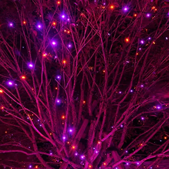 Halloween 300 LED String Lights, 100FT String Lights with 8 Lighting Modes, Halloween Decorations for Party Carnival Supplies, Outdoor Yard Garden Decor (Purple & Orange) {3}