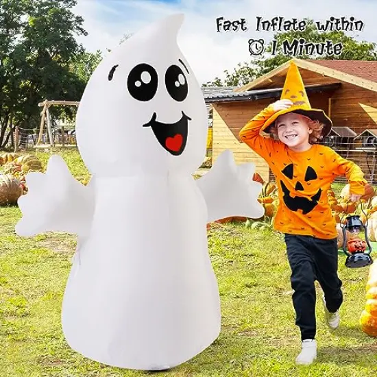 5 FT Halloween Inflatable Outdoor Cute Ghost with Magic Light, Blow Up Yard Decoration Clearance with LED Lights Built-in for Holiday/Party/Yard/Garden {4}