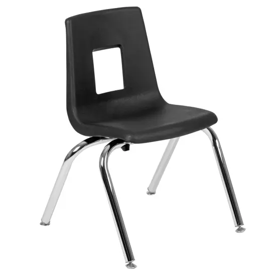 Emma and Oliver Student Stack School Chair - 14-inch Black {2}