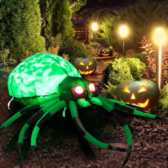 5 Feet Long Halloween Inflatable Creepy Spider with Cobweb and LEDS {6}