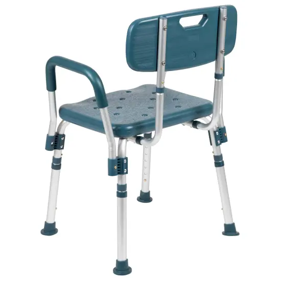 Emma and Oliver 300 Lb. Capacity Quick Release Back & Arm Shower Chair Navy {4}