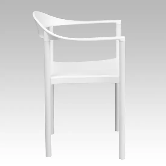 Emma and Oliver Multipurpose Plastic Cafe Stack Chair White {6}