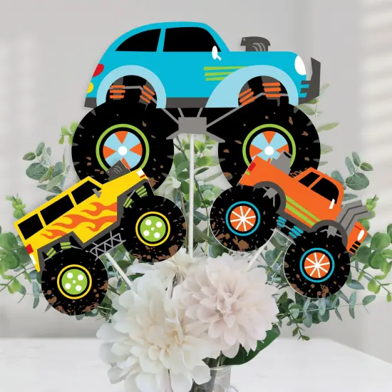 Big Dot of Happiness Smash and Crash - Monster Truck - Boy Birthday Party Centerpiece Sticks - Table Toppers - Set of 15 {1}