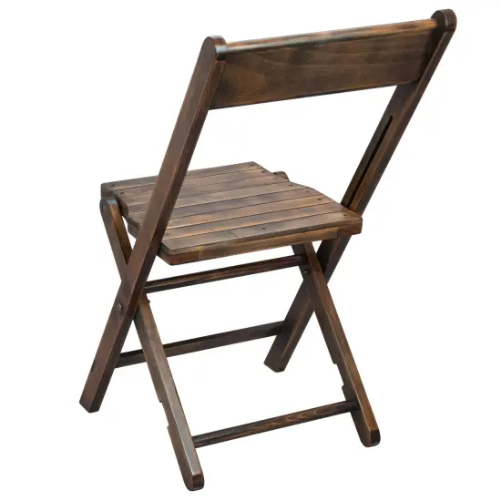 Emma and Oliver Slatted Wood Folding Wedding Chair - Event Chair, Set of 4 Antique Black {4}