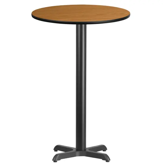 Emma and Oliver 24" Round Laminate Table Top with 22"x22" Bar Height Table Base Natural {1}