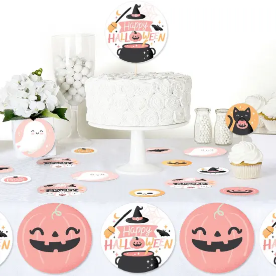 Big Dot of Happiness Pastel Halloween - Pink Pumpkin Party Giant Circle Confetti - Party Decorations - Large Confetti 27 Count {6}