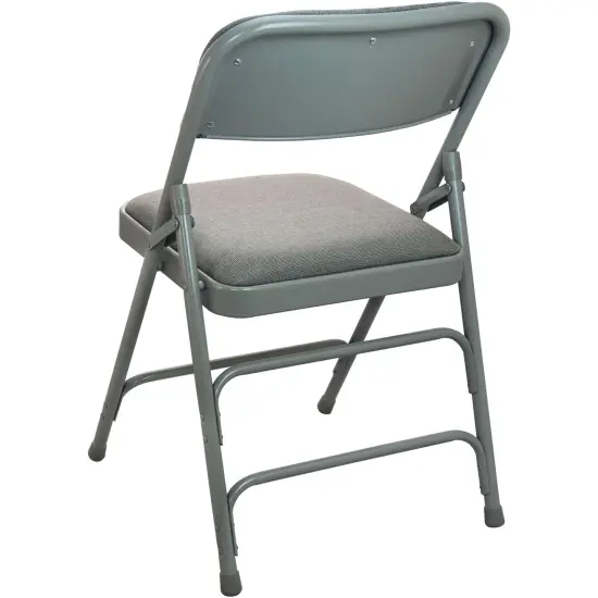 Emma and Oliver 2-pack Advantage Padded Metal Folding Chair - Fabric Seat GreyFabric/GreyMetal {3}