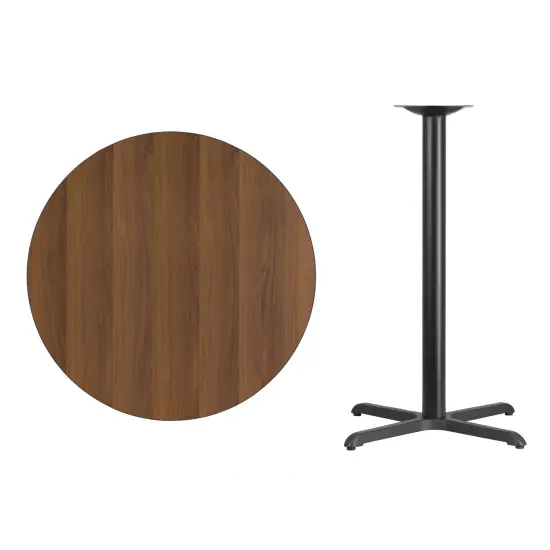 Emma and Oliver 36" Round Laminate Table Top with 30"x30" Bar Height Table Base Black {8}