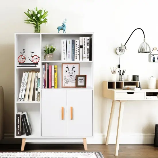 Floor Storage Free Standing Wooden Display Bookcase {6}