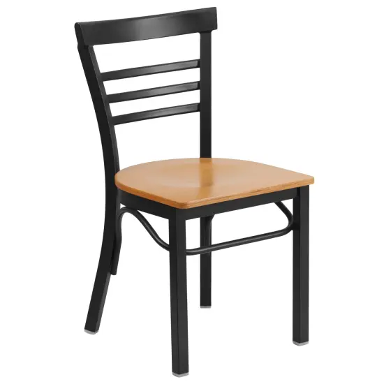 Emma and Oliver Three-Slat Ladder Back Metal Restaurant Dining Chair Mahogany/BlackMetal {6}