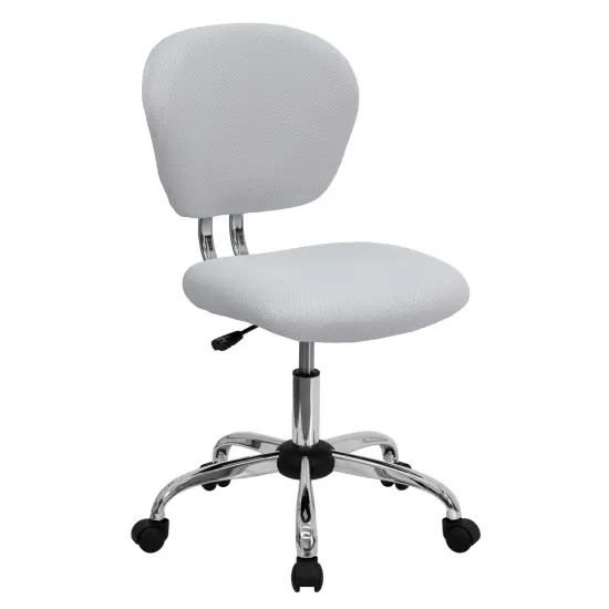 Emma and Oliver Mid-Back Mesh Padded Swivel Task Office Chair with Chrome Base White {1}