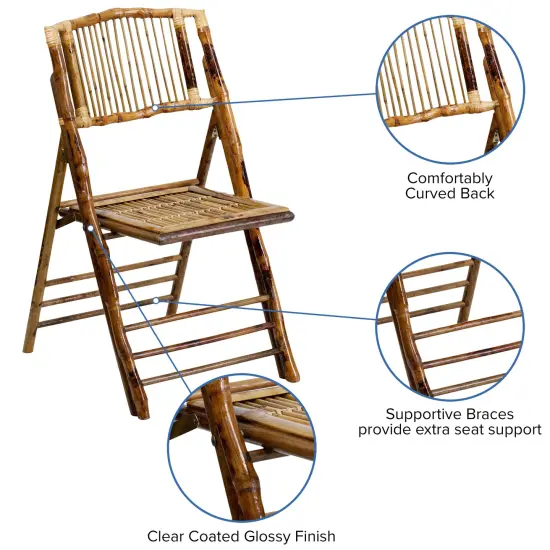 Emma and Oliver 4 Pack Bamboo Folding Chair {2}