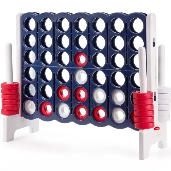 3.5 Feet Tall Jumbo 4 to Score Giant Game Set with 42 Jumbo Rings Grey {1}