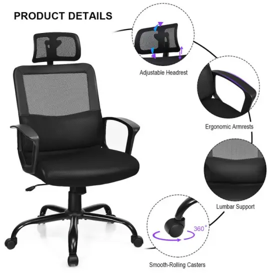 Mesh Office Chair High Back Ergonomic Swivel Chair {5}