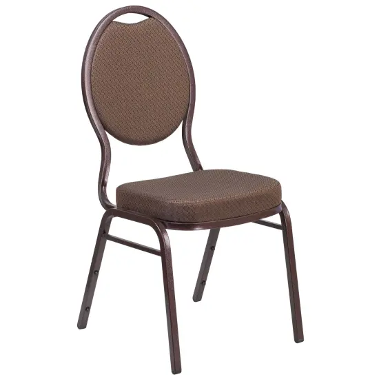Emma and Oliver Teardrop Back Stacking Banquet Dining Chair BlackFab/SilverVein {6}