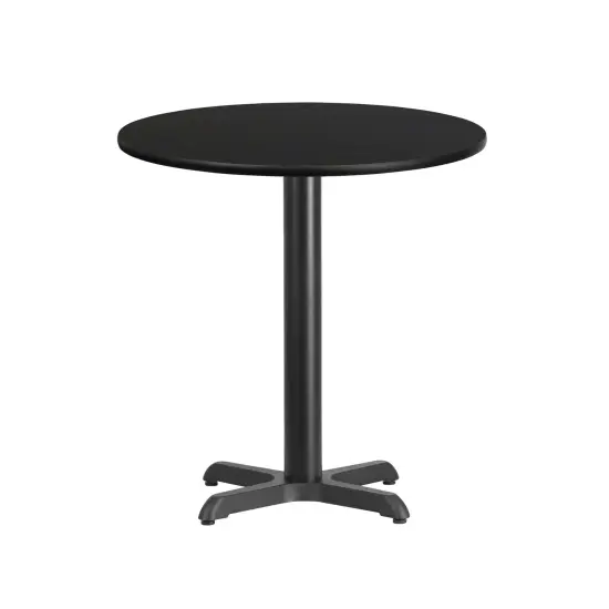Emma and Oliver 24" Round Laminate Table Top with 22"x22" Table Height Base Black {1}