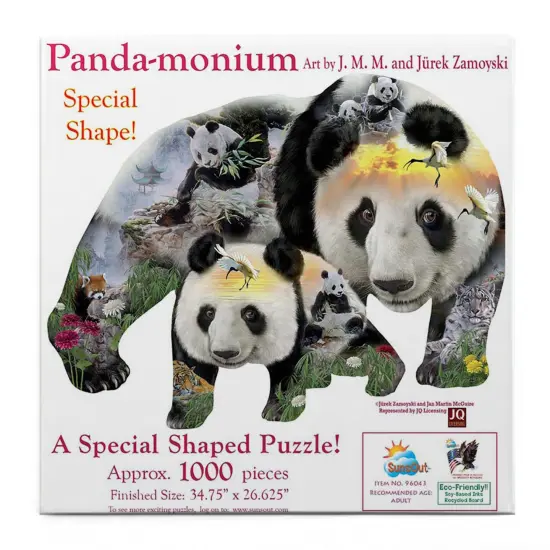 Sunsout Panda-Monuim 1000 pc Special Shape Jigsaw Puzzle 96043 {4}