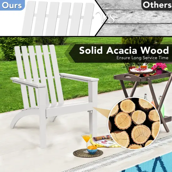 Costway Patio Adirondack Chair Acacia Wood Lounge Armrest Garden Deck White\Black\Gray {6}