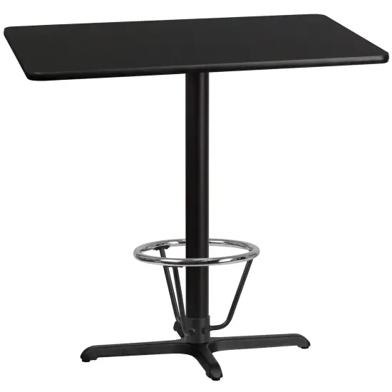 Emma and Oliver 30"x42" Rectangular Laminate Bar Table with 23.5"x29.5" Foot Ring Base Black {1}