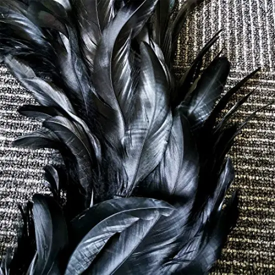 Black Feather Wreath Halloween Wreath 14.9'' Black Natural Cocktail Feather Wreath, Halloween Photo Props, Front Door Decor Witch Spooky Scene Halloween Party Decorations {3}