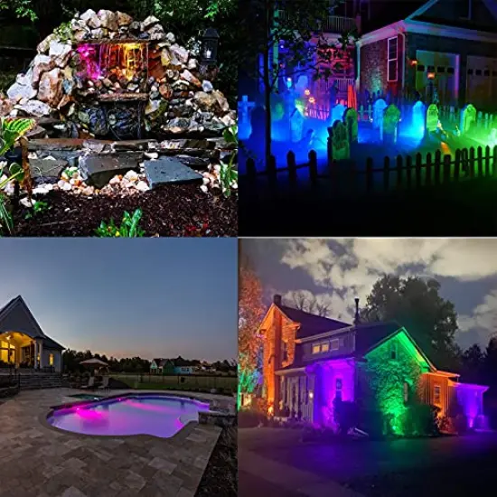 Spotlight for Yard,LED Spotlight 10W RGB Spotlight Outdoor with US Plug and Remote Control,Dimmable Colored Spotlights,Waterproof Landscape Lights,Above Ground Pool Lights(DC/AC 12V). {5}