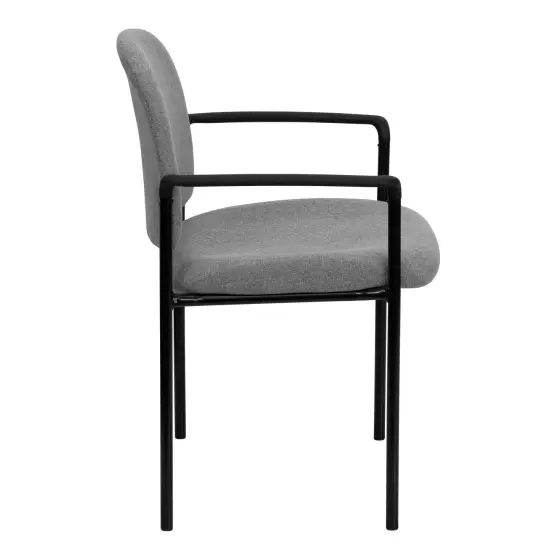 Emma and Oliver Comfort Stackable Steel Side Reception Chair with Arms Gray Fabric {5}