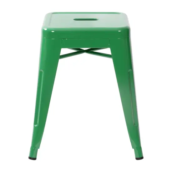 Emma and Oliver 18 Inch Table Height Indoor Stackable Metal Dining Stool-Set of 4 Green {3}
