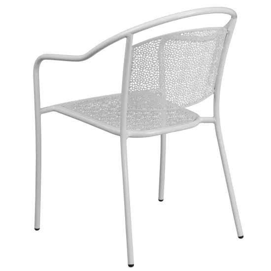 Emma and Oliver Commercial Grade Colorful Metal Patio Arm Chair with Round Back White {4}
