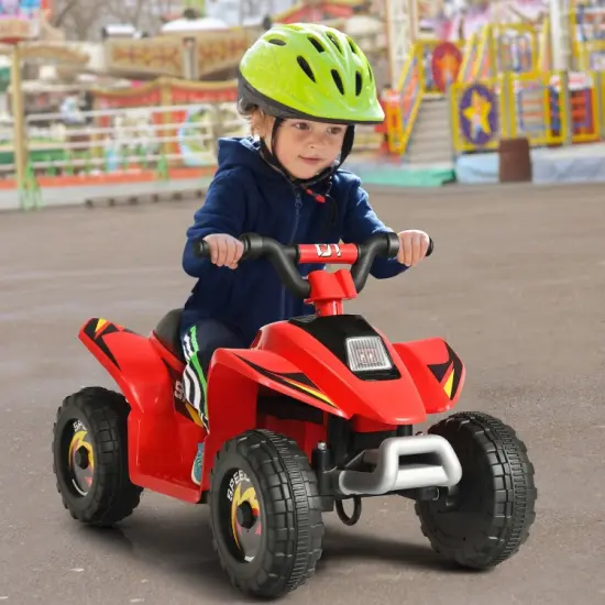 6V Kids Electric 4 Wheels Ride-On Toy with Wear-Resistant Wheels for Indoor Outdoor Use Red {6}