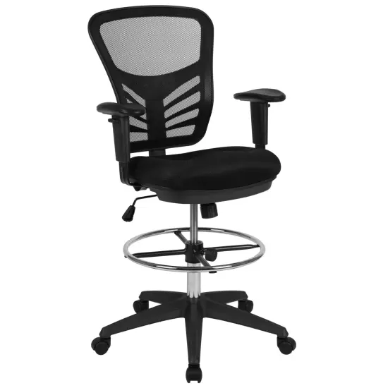 Emma and Oliver Mid-Back Mesh Adjustable Ergonomic Drafting Chair, Task Chair LightGrayMesh/Black {6}
