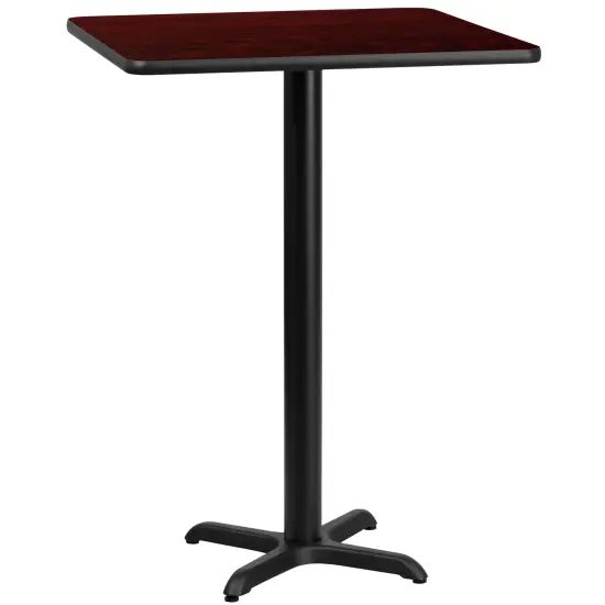 Emma and Oliver 30" Square Laminate Table Top with 22"x22" Bar Height Table Base Mahogany {1}
