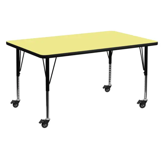 Emma and Oliver Mobile 30x60 Rectangle Laminate Preschool Activity Table Yellow {1}