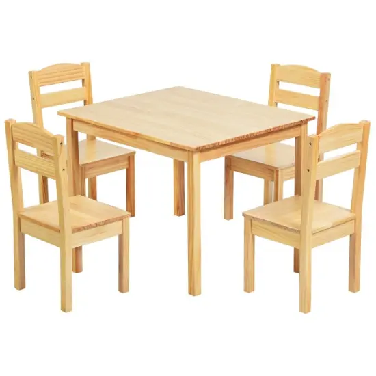 Kids 5 Pieces Table and Chair Set Wooden Children Activity Playroom Furniture Gift White {10}