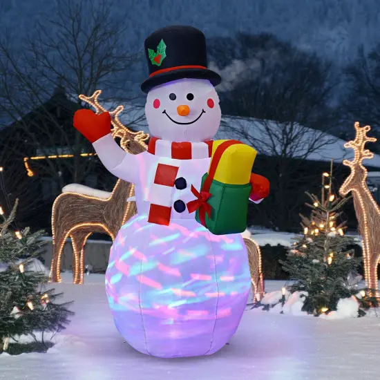 5 Feet Tall Snowman Inflatable Blow up Inflatable with Built-in Colorful LED Lights {2}