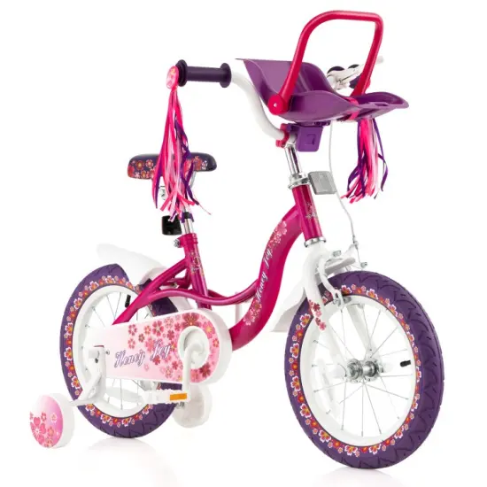 Kids Bike with Removable Doll Seat and Training Wheels Adjustable Handlebar {1}