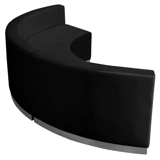 Emma and Oliver Faux Leather Modular Reception Seating Configuration, 3 Pieces Black {3}