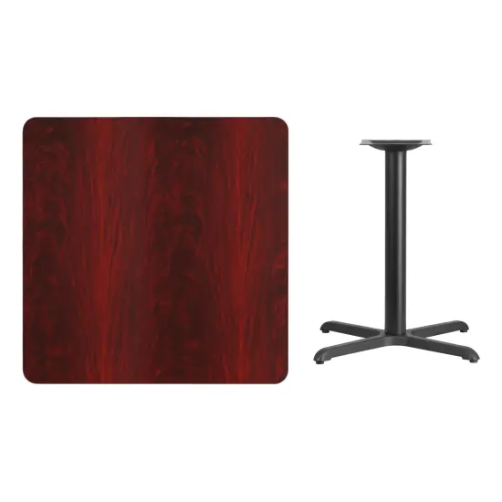 Emma and Oliver 36" Square Laminate Table Top with 30"x30" Table Height Base Black {10}