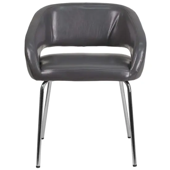Emma and Oliver Contemporary LeatherSoft Side Reception Chair Gray {3}