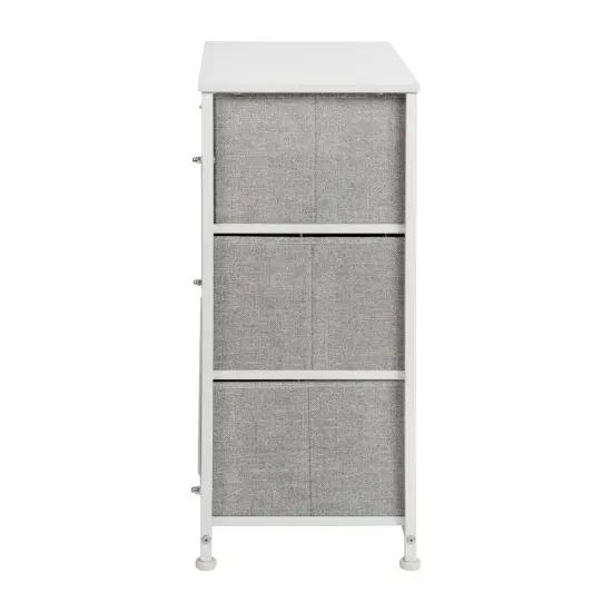 Emma and Oliver 3 Drawer Vertical Storage Dresser with Wood Top & Fabric Pull Drawers Black/Gray {10}