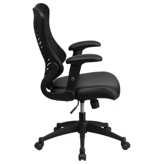 Emma and Oliver High Back Designer Mesh Executive Ergonomic Office Chair w/ Adjustable Arms BlackLeaSoft/Mesh {5}