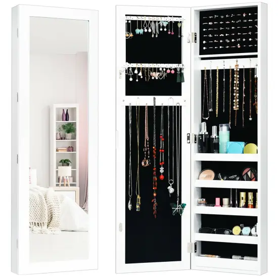 Door and Wall Mounted Armoire Jewelry Cabinet with Full-Length Mirror {2}