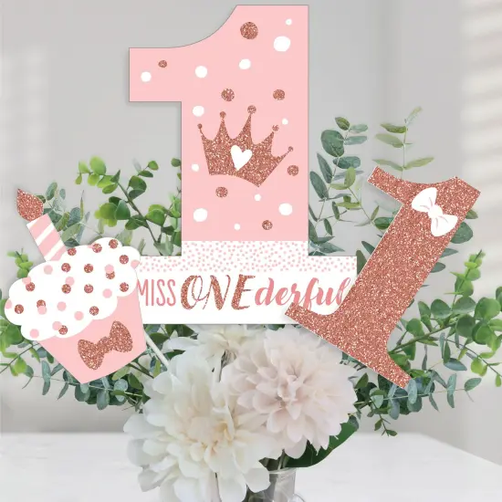 Big Dot of Happiness 1st Birthday Little Miss Onederful - Girl First Birthday Party Centerpiece Sticks - Table Toppers - Set of 15 {1}