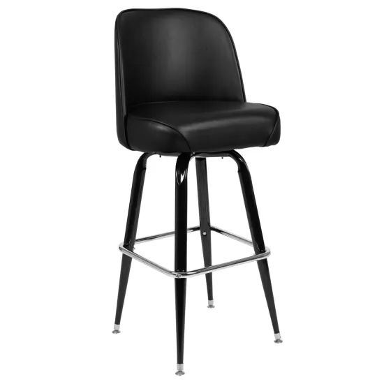 Emma and Oliver Metal Barstool with Swivel Bucket Seat Black {2}