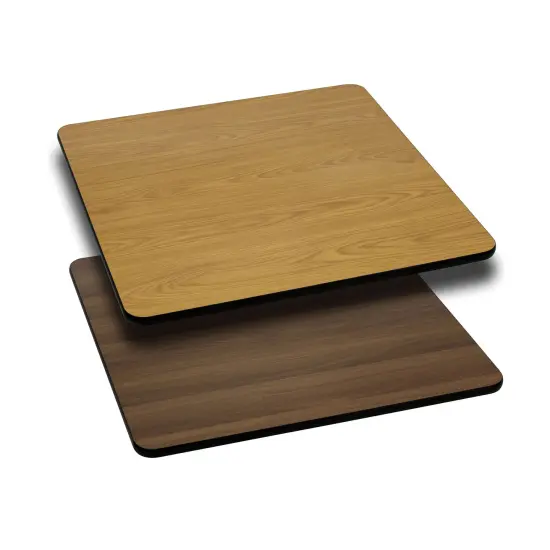 Emma and Oliver 24" Square Table Top with Reversible Laminate Top Black/Mahogany {4}