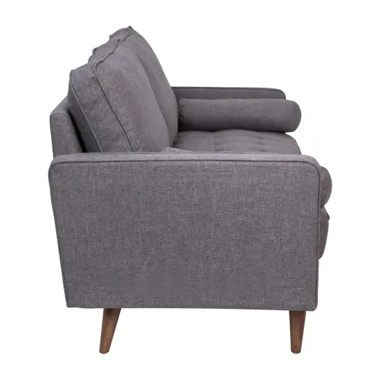 Emma and Oliver Holden Upholstered Mid-Century Modern Pocket Spring Sofa with Wooden Legs and Removable Back Cushions Dark Gray {5}