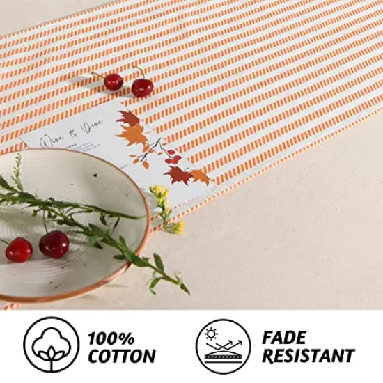 Fall Table Runner 72 Inches Long for Fall D&eacute;cor, 100% Cotton Thanksgiving Table Runner for Fall Decorations for Home, Table Runner Fall or Boho Table Runner, Fall Runner (Russet Orange) {4}