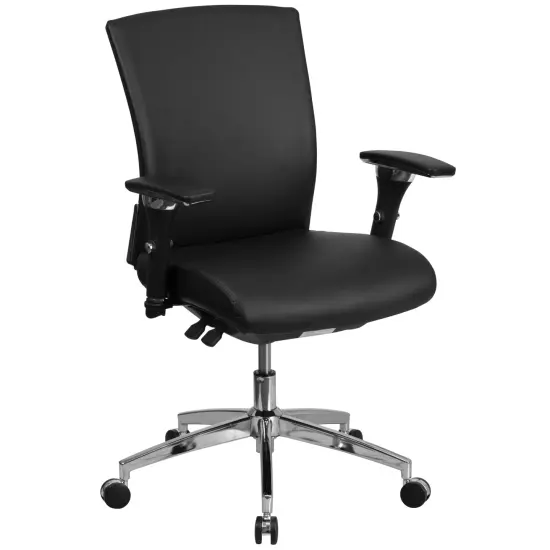 Emma and Oliver 24/7 300 lb. Rated Seat Slider Ergonomic Office Chair with Adjustable Lumbar Black LeatherSoft {1}